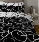 Copenhagen Home Pablo Reversible Double Duvet Cover Set With Pillowcases - Monochrome (Black & White)