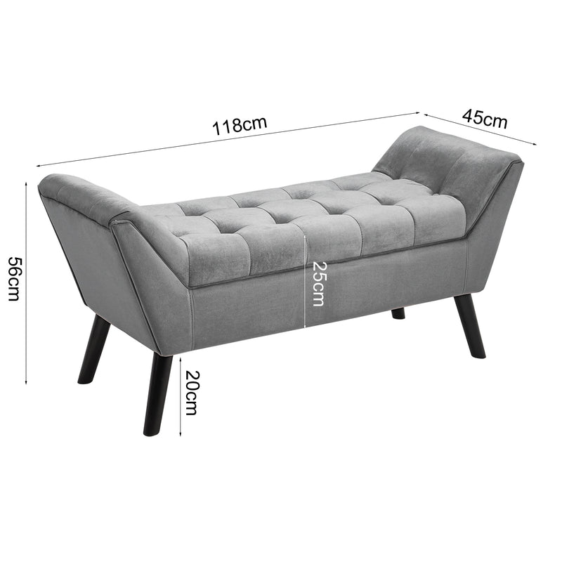 Livingandhome Raised Arm Velvet Bed End Bench