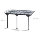 Outsunny Outdoor Patio Wall-mounted 4.35 X 3(m) Gazebo Pergola, Aluminum Post, PC Roof