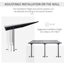 Outsunny Outdoor Patio Wall-mounted 4.35 X 3(m) Gazebo Pergola, Aluminum Post, PC Roof