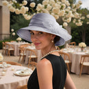 Floral Organza Wide-brim Sun Hat