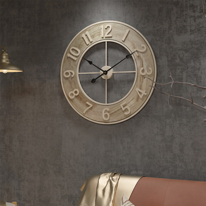 Cottonfy UK Round Wood Grain Metal Wall Clock