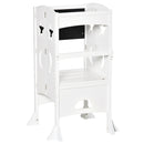 HOMCOM Kids Step Stool Toddler Kitchen Stool with Blackboard Lockable Handrail