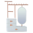 Sheonly Jewelry Organizer with Rotating Mirror and Makeup Storage Box