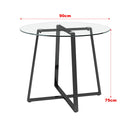 Livingandhome Modern Round Dining Table with Tempered Glass Top
