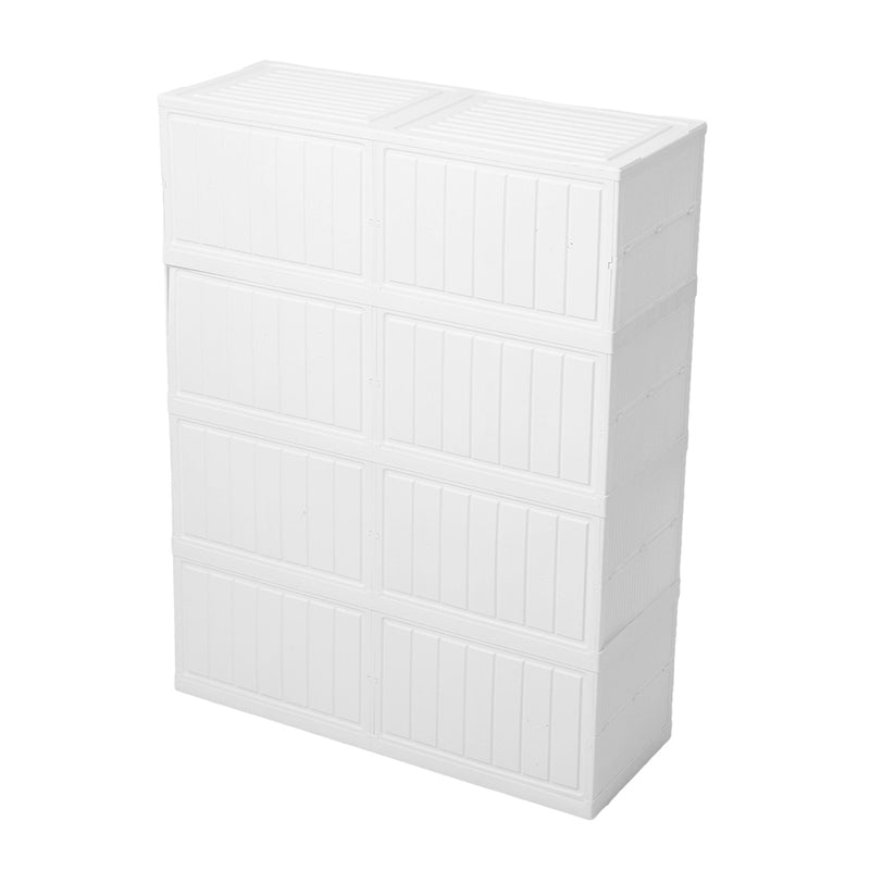 Livingandhome 4-Tier Foldable Storage Box with Magnetic Doors