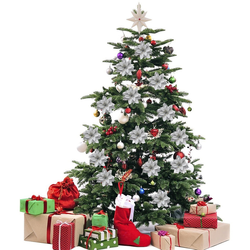 Lifeideas 24-Piece Artificial Poinsettia Christmas Tree Flowers Festive Xmas Ornaments