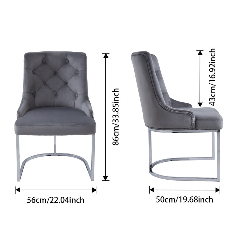 Livingandhome Upholstered Tufted Velvet Buttoned Dinning Chair