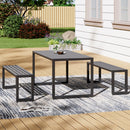 Breeins Patio Table Bench Set with Parasol Hole