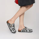 Closed-Toe Slip-On Mules Sandals - Cow Print