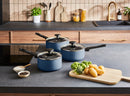 Morphy Richards 3 Piece Recycled Aluminium Saucepan Set - Blue