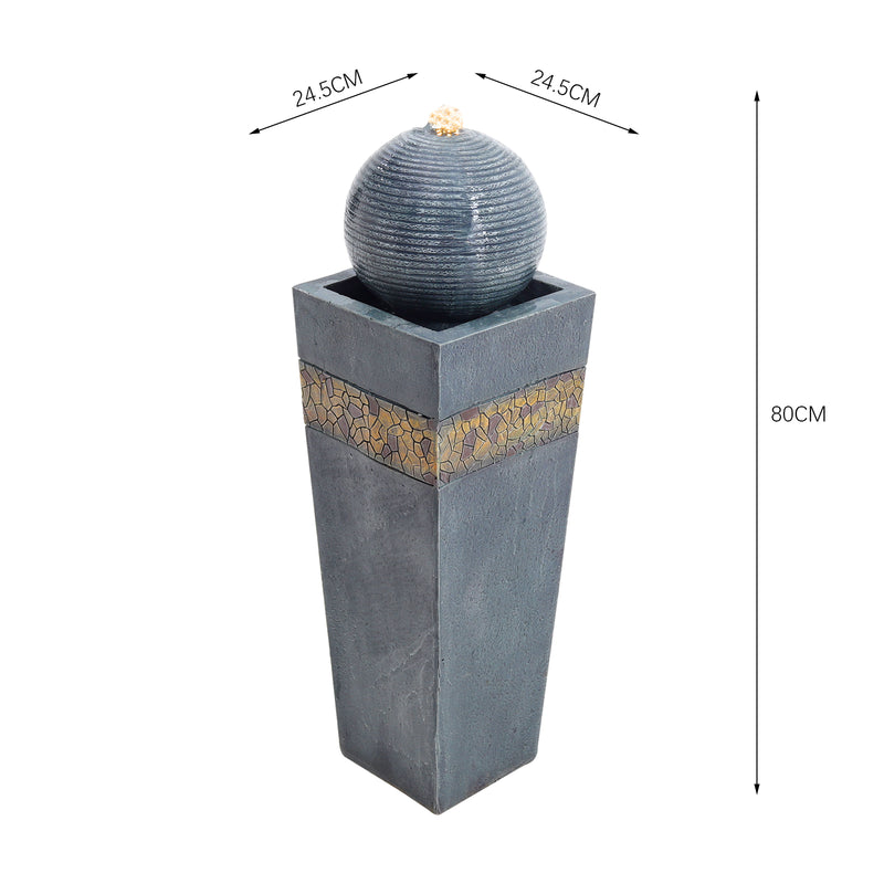 Garden Sanctuary Modern Style Trapezoidal Water Polo Fountain with Warm Light Outdoor