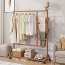 Lifeideas Bamboo Garment Hat Rack with Wheels