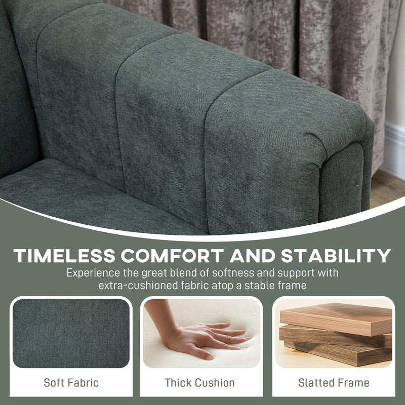 HOMCOM 3 Seater Sofa, Modern Fabric Couch with Channel Tufted