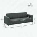 HOMCOM 3 Seater Sofa, Modern Fabric Couch with Channel Tufted