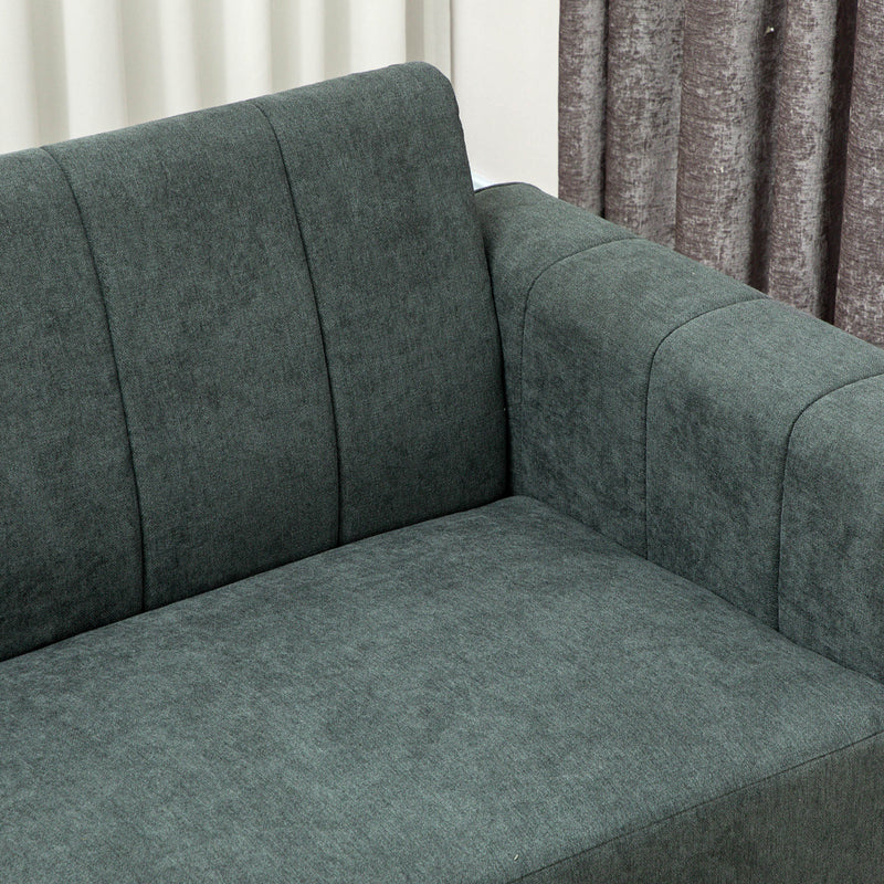 HOMCOM 3 Seater Sofa, Modern Fabric Couch with Channel Tufted