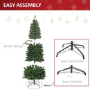 HOMCOM 6FT Prelit Artificial Pencil Christmas Tree with Warm White LED Light, Red Berry, Green