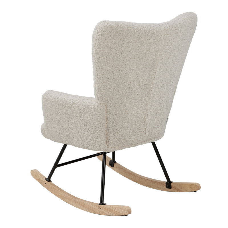 Livingandhome White Sherpa Rocking Chair