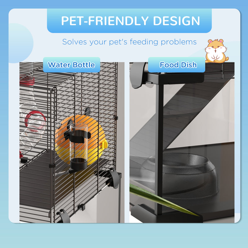 PawHut Hamster Cage W/ Tunnels, Tubes, Ramps, Platforms, Hut