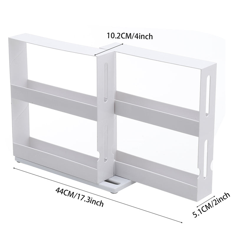 Livingandhome 2 Tiers Rotating Jars Spice Rack Kitchen Storage Holder Shelf Cabinet Organizer
