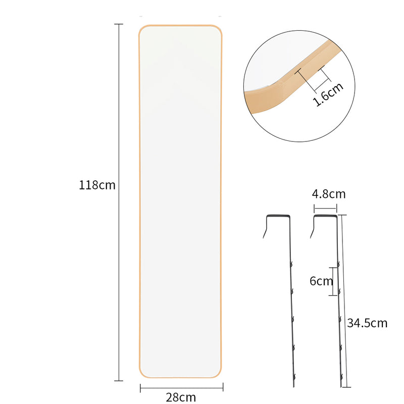 Livingandhome Full Length Mirror with Rounded Corners Door Hanging