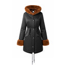 Mid-Length Hooded Coat With Drawstring Waist