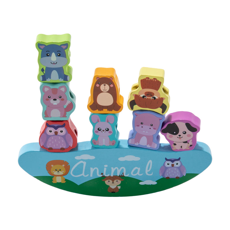 Kidkid Wooden Animals Stacking Toys Balance Block Game for Toddlers