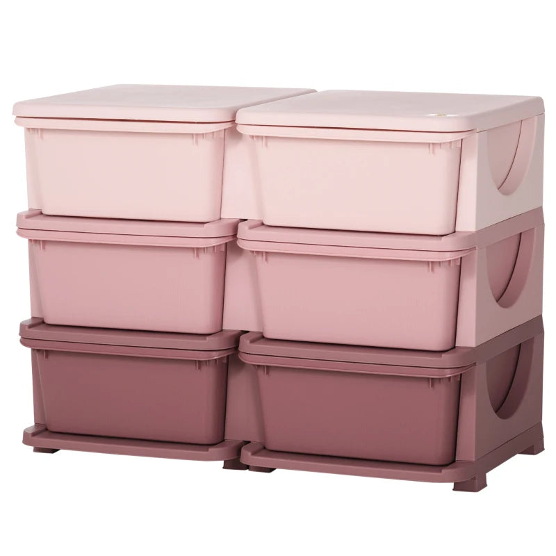 HOMCOM Kids Storage Unit, with Six Drawers - Pink