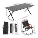 Breeins 90cm/120cm Portable Folding Camping Table with 4 Chairs