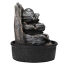 Garden Sanctuary Tiered Rock Cascading Tabletop Water Fountain with LED Crystal Ball