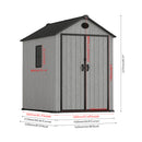 Breeins Apex Roof Garden Storage Tool Shed With Lockable Doors - Grey Wood Effect (L, XL & 2XL Sizes)