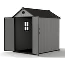 Breeins Apex Roof Garden Storage Tool Shed With Lockable Doors - Grey Wood Effect (L, XL & 2XL Sizes)