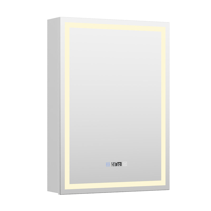 Livingandhome Single-Door Bathroom Mirror Cabinet with LED Lighting