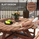Outsunny Wooden Garden Dining Set With Parasol Hole For Outdoor, Tan