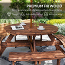 Outsunny Wooden Garden Dining Set With Parasol Hole For Outdoor, Tan