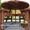 Outsunny Wooden Garden Dining Set With Parasol Hole For Outdoor, Tan