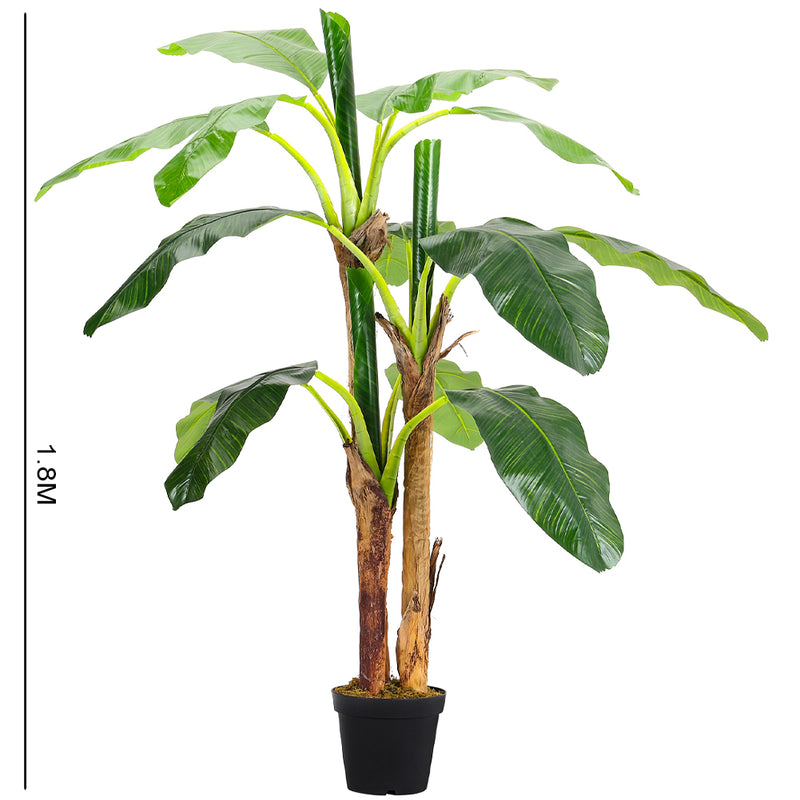 Breeins Banana Artificial Tree 3 Trunk in Black Planter