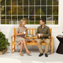 Outsunny Outdoor Bench with Liftable Middle Table, 153cm Wood Garden Bench