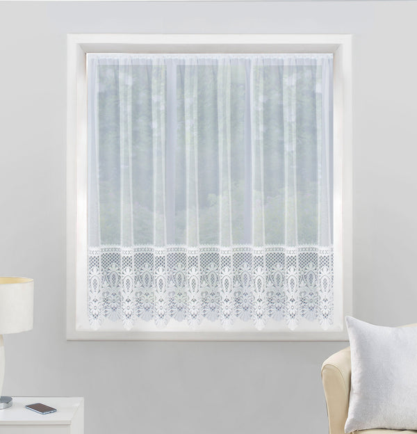 Brazil Heavy Base Lace Net Cut Panel - White