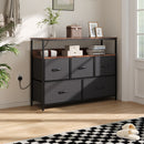 5-Drawer Metal Frame Chest Of Drawers With Power Strip