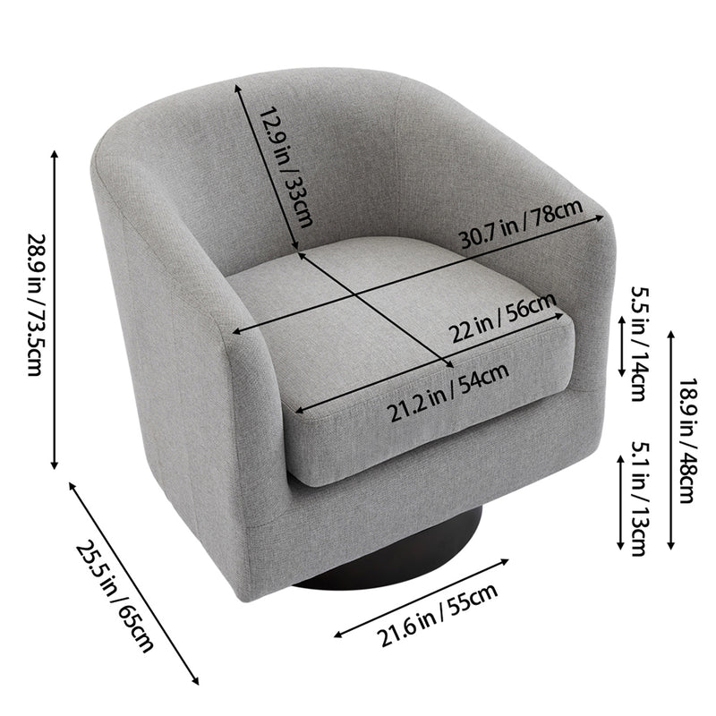 Livingandhome Modern Swivel Accent Armchair