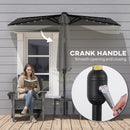 Outsunny 2.6 m Half Parasol with Solar Lights, UPF50+ Semi Round Umbrella