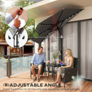 Outsunny 2.6 m Half Parasol with Solar Lights, UPF50+ Semi Round Umbrella