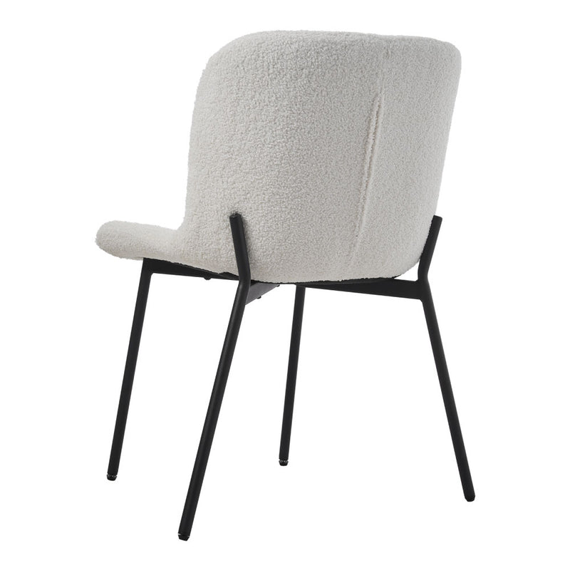 Livingandhome Set of 2 White Teddy Fleece Dining Chairs