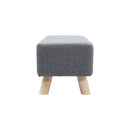Livingandhome Rectangular Linen Ottoman with Wooden Legs