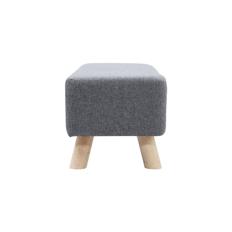 Livingandhome Rectangular Linen Ottoman with Wooden Legs