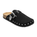 Closed-Toe Slip-On Mules Sandals - Black Studded