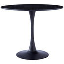 Livingandhome Modern Round Wooden Table with Metallic Base