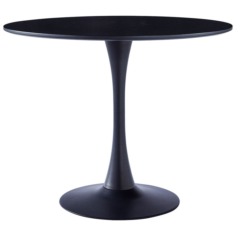 Livingandhome Modern Round Wooden Table with Metallic Base