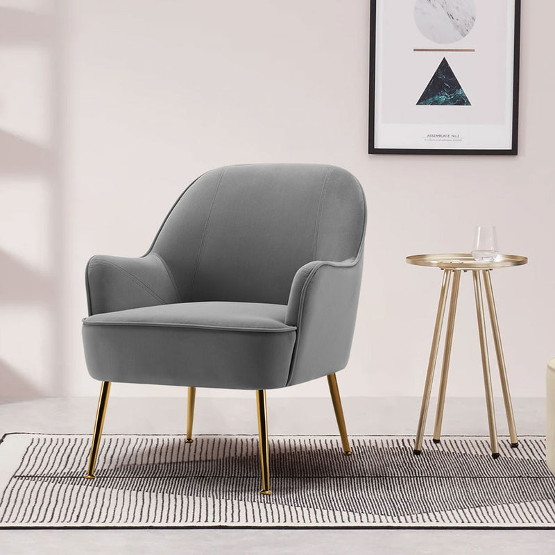 Livingandhome Contemporary Upholstered Comfy Armchair with Gold-Plated Feet